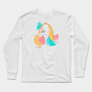 Smile Women Lineart Long Sleeve T-Shirt